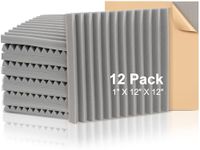 Fstop Labs Acoustic Foam Panels 1" X 12" X 12" Self-Adhesive Acoustic Studio Wedge Tiles, Sound Panels Wedges Soundproof Foam Padding Sound Insulation Absorbing Home and Office