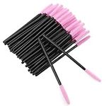 G2PLUS Black and Pink Silicone Eyelash Brushes, 50 PCS Disposable Lash Brushes Spoolies, Silicone Mascara Wands, Silicone Eyelash Spoolies for Eye Lash Extensions