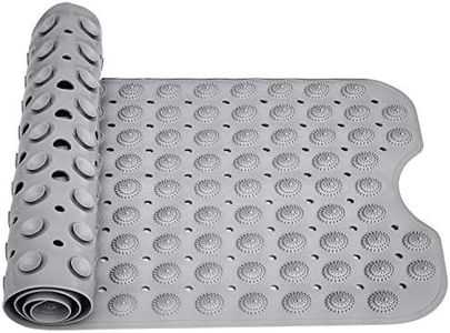 Lifekrafts PVC Experia Anti-Slip with Suction Cup Bath Mat, 100X40Cm Big Size Shower Mat (Grey Color with Accu-Pebble)