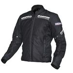 Allextreme SPEEDO Bike Riding Jacket Mesh Fabric with Motorcycle Rider Back Elbows Shoulders Protection and All Season Night Visibility Sticker for Men (Black & White, L)