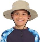 Kids Boys Summer Sun Hat - Wide Brim Sun Protection Outdoor Bucket Hat Summer Beach Hat for Boys Girl Teens（for 5-9 Years, Dark Beige