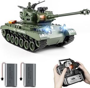 Supdex 1:18 RC Tank, 2.4Ghz US M26 Pershing Remote Control Model Toys, RC Vehicle Military Tank That Shoots Airsoft BBS and Water Bombs for Adult and Kid, Army Toy with Smoke, Lights, Sound and Recoil