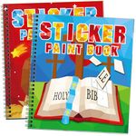 TBEEJ 2PCS Bible Crafts for Kids Ages 4-8 Sticker Paint Books Airplane Activities includes Christian Jesus angel Adam&Eve and More Designs Gift Party Create 20 Pictures（Sticker Sheets are Separate）