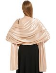 heekpek Ladies Satin Scarf Wedding Shawls and Wraps Womens Silky Scarf Lightweight Evening Party Dresses Bride Bridemaid Scarf, Champagne, One Size