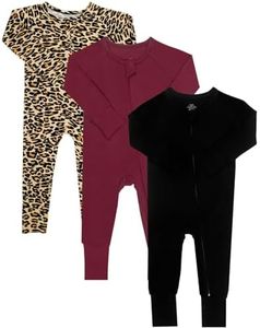 GUISBY Baby Girls Footless Pajamas with 2 Way Zipper, Long Sleeve Sleepers Sets 3-Pack Newborn