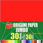 [Taro's Origami Studio] Jumbo 13.8 Inch One Sided 30 Colors 30 Sheets Square Easy Fold Premium Japanese Paper for Beginner (Imported Product from Japan)