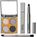 Rinna Beauty Smoke Show Iconic Eye Kit with Vegan Diamond Noir Jet Black Eye Crayon, Lash Out Mascara, Eye Shadow Quad, Matte Black, Sparkling Silver, Matte Gunmetal Grey, White - 1 each