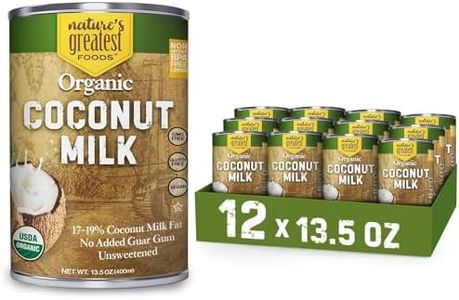 Organic Coconut Milk by Nature’s Greatest Foods - 13.5 Oz - No Guar Gum, No Preservatives – Gluten Free, Vegan and Kosher - 17-19% Coconut Milk Fat, Unsweetened (Pack of 12)