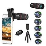 Apexel Phone Camera Lens Kit 18X Telephoto/Wide Angle&Macro Lens/Fisheye/Kaleidoscope Lens/Star Filter with Remote Shutter Tripod for iPhone Samsung and Most Smartphone