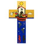 Noah's Ark Cross. 12 cms Christian Cross. Hand painted Cross. Baptism Gift.