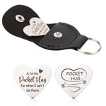 PEUTIER Pocket Hug Token & Leather Keychain, Long Distance Gifts for Girlfriend Boyfriend Little Pocket Hug Keychain Pocket Hug Coin for Friends Women Men Christmas Thanksgiving Gifts Friendship