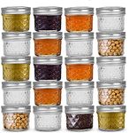 Ash & Roh® - Mason Jar BPA-Free Mini Canning Jars with Regular Lids and Bands Jelly Jars for Jam, Honey, Wedding Favors, Shower Favors, Baby Foods, DIY Spice Jars,100 ml (20)