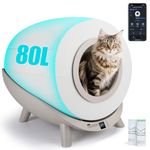Nobleza Self Cleaning Cat Litter Tray, 80L Extra Large Automatic Cat Litter Tray Robot APP Control, Electric Smart Litter Box for Multiple Cats, Includes Trash Liner, 20cm Lower Entry