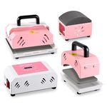 BetterSub 2-in-1 Portable Heat Press Machine for Hats & T-Shirts – Mini Handheld Easy Press for Caps, Bags, Sublimation, Vinyl & Heat Transfer – Digital Temp Control, Teflon Coated Plate (2in1 Pink)
