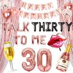 LaVenty 26 PCS Rose Gold Talk 30 to Me Balloons Talk 30 to Me Birthday Decoration Talk Thirty To Me Backdrop Talk Thirty To Me Banner 30th Birthday Decoration for Her Dirty 30 Birthday Decoration