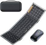 ProtoArc Foldable Keyboard and Mouse, XKM01 Folding Bluetooth Keyboard Mouse Combo for Business and Travel, 2.4G+Dual Bluetooth Full-Size Portable Keyboard for Laptop iPads Tablets - Space Gray