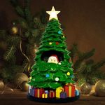 EVOLUX Christmas Tree with Star for Chritsmas Decor, Christmas Table Decorations Centerpieces Mini Xmas Tree with Light Santa Claus Ornaments Tabletop Decor