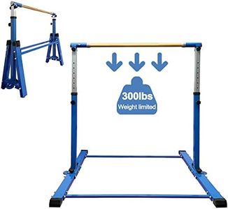 Foldable & Movable Gymnastics Kip Bar,Horizontal Bar for Kids Girls Junior,No Wobble Gym Equipment for Home Indoor,3' to 5' Adjustable Height,Gymnasts 1-4 Levels,300 lbs Weight Capacity (Blue)