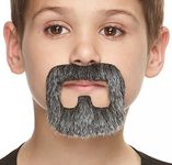 Mustaches Self Adhesive, Novelty, Small Inmate Fake Beard, Salt and Pepper Color