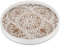 Hanobe Round Wood Decorative Tray: 