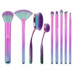 Moda Royal & Langnickel Full Size Prismatic Deluxe Gift 10pc Makeup Brush Set Pouch, Foundation, Contour, Powder, Fan,Eye Shader, Smoky Eye, Crease, Brow, Angle Eyeliner Brushes, Pink -Teal Ombre