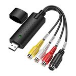 VHS to Digital Converter, Video Grabber USB Capture Card,, USB 2.0 Video Audio Grabber, Audio Video Digitize Converter Adapter VCR to DVD Converter for Windows/Mac