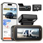 70mai A810 Lite 4K Dash Cam Front and Rear, 5GHz WiFi 6 DashCam, Car Camera with GPS Tracking, HDR Night Vision, 24H Parking Mode, Voice Control, Emergency Lock, Loop Recording, Support 512GB Max