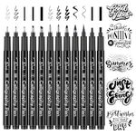APOGO Calligraphy Pens, Black Calligraphy Set for Beginners, 12 Pack Fineliners Technical Drawing Pens, Calligraphy pens set for Calligraphy Book, Bullet Journal Accessories, Sketching, Illustration