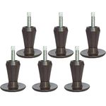 CAFORO Bed Frame Feet, 2-Piece Steel Stem Plastic Bed Frame Glide Legs to Replace Wheels (Set of 6)