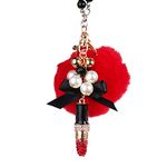 MINI-FACTORY Car Interior Hanging Ornament, Crystal Red Lipstick Rearview Mirror Hanging Bling Charm Girly Decoration for Car/Home/Office