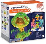 MindWare Q-BA-Maze 2.0 Super Race Set, STEM Marble Run Building Kit with Turbo Launcher and Racing Tracks, Creative Engineering Toy for Kids Ages 6+, Logic and Construction Gift