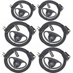 UAYESOK 2 Pin D Shape Radio Earpiece for Motorola CP040 DP1400 GP88 GP300 XT420 XT460 Hytera PD405 PD505 BD505 Walkie Talkie, Security Guard Radio Headset with PTT Mic Microphone (6 Pcs)