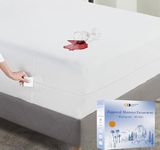 California Design Den 100% Waterproof Zippered Mattress Encasement - Mattress Cover Full Size Bed - 6 Sided Protection - Premium Quality, Breathable and Durable Box Spring Cover Full (White)