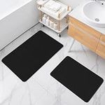 Bathroom Mat Memory Foam Bath Mat Set of 2 Soft Thin Bathroom Rugs Ultra Water Apsorption Bath Mats for Bathroom Quick Dry Bathroom Mat Set No Slip Bath Mat Set Macine Washable 16x24+20x32 - Black