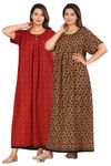 Kuruti B Sheets Women's Cotton Printed Nighty Night Gown Maxi Free Size (Pack of 2)