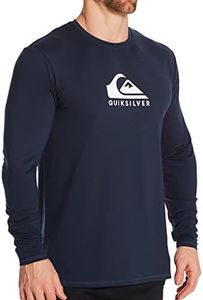 Quiksilver mens Solid Streak Long Sleeve Rashguard Upf 50 Sun Protection Surf Rash Guard Shirt, Navy Blazer, Small US