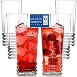 CRYSTALIA Luxury Water Glasses Set of 6, 330ml Square Glass Drinking 100% LEAD & CADMIUM FREE Tall Drinking Glasses Cocktail, Juice Glasses, Highball Glasses Set of 6, Hiball Glasses, Tumbler Glasses