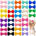 Suxgumoe Dog Hair Bows, 36Pcs Mixed Colors Dog Hair Bows with Elastic Rubber Bands, Cute Dog Grooming Bows Puppy Hair Accessories for Long Hair Pet Dogs Cats (Multi-colored A)