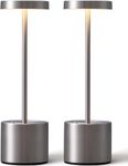 Ophouliy Cordless Table Lamps Rechargeable 2 Pack, 5000mAh Battery Operated LED Touch Lamps, IP54 Waterproof Portable Wireless Table Lights for Outdoor Patio Bar Bedroom Bedside (Brushed Nickel)