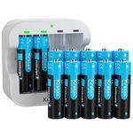 Kratax 1.5V Rechargeable Lithium AA Batteries, 12 Pack AA Li-ion Batteries with 2H Smart Fast Charge, 3500mWh High-Capacity, 1600 Cycles, Long-Lasting, Constant Output for Household Office Devices