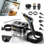 Handheld Steam Cleaner 2500W High with 1.1L Large Capacity Tank and 229°F High Temp Steam, 6 Adjustable Levels for Grout Tile Car Furniture Kitchen Dirt Grease Tile Grout (Black)