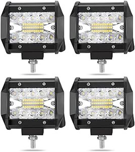 LITE-WAY 4 Inch LED Light Bar - 4Pcs Triple Row LED Work Lighting 7000LM Spot Flood Beam Off-Road Driving Lights Waterproof for Truck Car ATV SUV