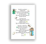 Psalm 23 Poster Kids Nursery Bible Verse Picture Print, The Lord is My Shepherd Wall Art A4 UNFRAMED, Crafty Cow Design