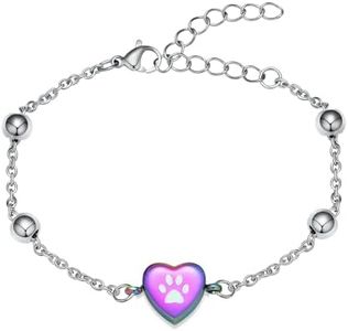 zeqingjw Pet Paw Urn Bracelet for Ashes Adjustable Heart Cremation Bracelet for Pets Ashes Stainless Steel Dog Cat Cremation Jewelry Memorial Keepsake Bracelet, Metal, stainless-steel