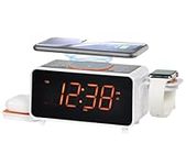 Dual Wireless Charging Alarm Clock Radio with Bluetooth Speaker, Digital FM Radio, Two USB Port, Dual Alarm, Snooze, Night Light, Auto & Manual Dimmer Control and 1.4" Orange Display iTOMA CKS209