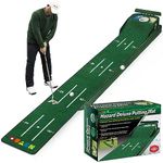 HUAEN Golf Putting Green, Mat for Indoors, Golf Putting Matt with Ball Return and 3 Holes, Golf Training and Practice Equipment at Home or Office, Golf Gifts Accessories for Men…