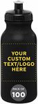 DISCOUNT PROMOS Custom 20 oz. Water Bottles with Push Cap Set of 100, Personalized Bulk Pack - Perfect for Gym, Hiking, Camping, Outdoor Sports - Black