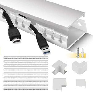 Stageek Cable Raceway Kit Cable Management System Kit Open Slot Wiring Raceway Duct with Cover On-Wall Cable Concealer Cord Organizer to Hide Wires Cords for TVs Computers - 9x15.4inchWhite