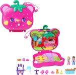 Polly Pocket Dolls & Playset, Straw-Beary Patch Compact with 2 Micro Dolls & 12 Accessories, Travel Toy with Fidget Exterior