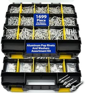 J&L HomeHive 1699Pcs Aluminum-steel Pop Rivets and 304 Stainless Steel Washers Assortment Kit,25 Sizes(3/32", 1/8",5/32", 3/16", 1/4"), with Double-Sided Storage Box, for Metals, Furniture, Automotive